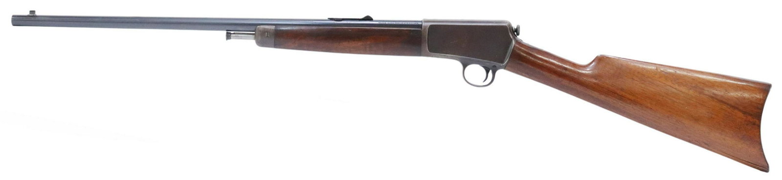 WINCHESTER MODEL 1903 AUTO LOAD .22 RIFLE: Winchester Model 1903 Auto Load Take Down rifle, mfg. 1913, .22 caliber, 20" round barrel, fixed front sight, adjustable rear sight, ten round tubular magazine accessible at butt plate, smooth wood st