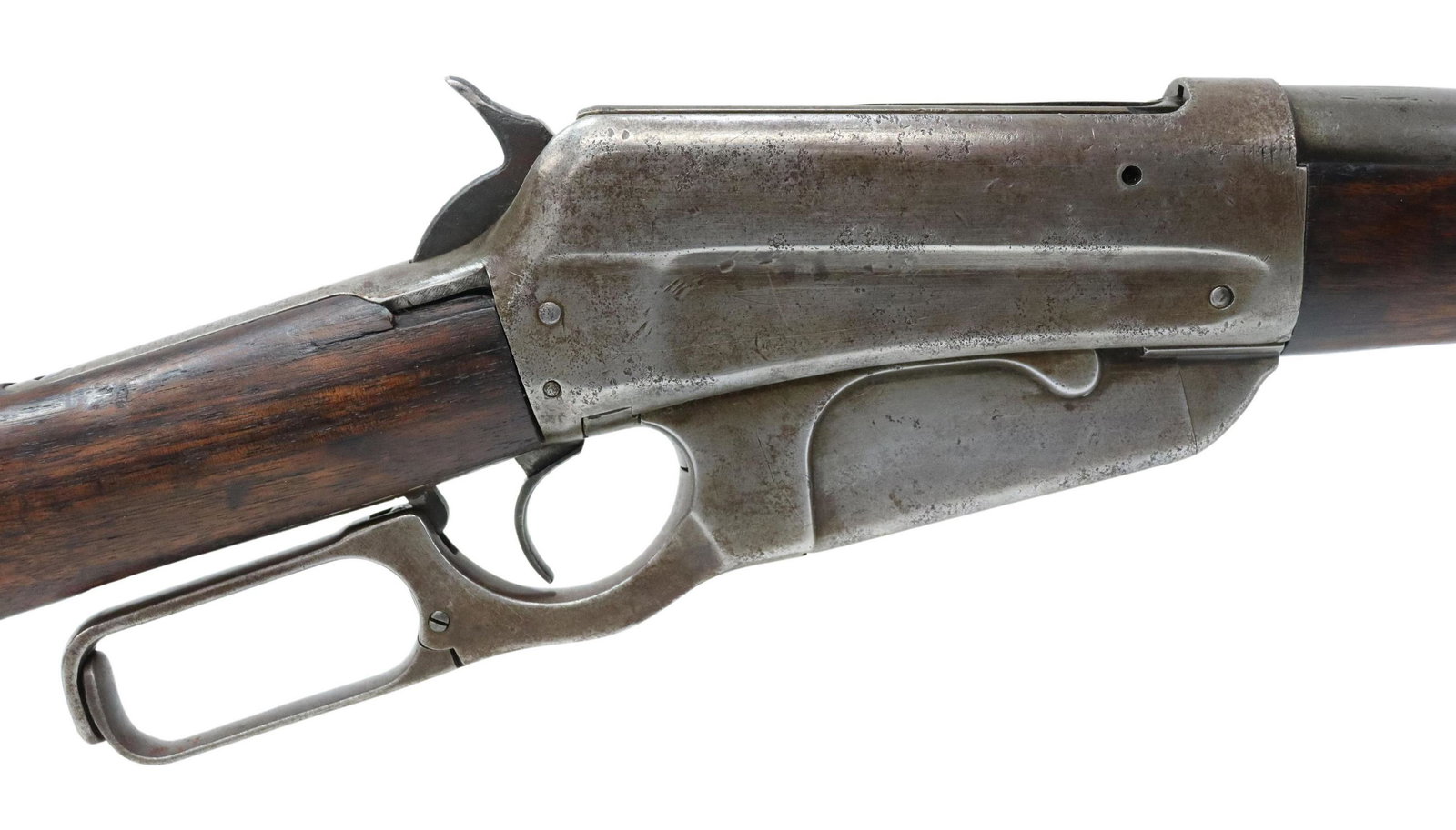 WINCHESTER MODEL 1895, LEVER ACTION, .30 ARMY CAL.: Winchester Model 1895 Standard rifle, mfg. 1910, lever action, .30 Army caliber, (.30-40 Krag), two line address at left receiver with last patent date 1907, 27" round barrel, fixed front sight, adjus