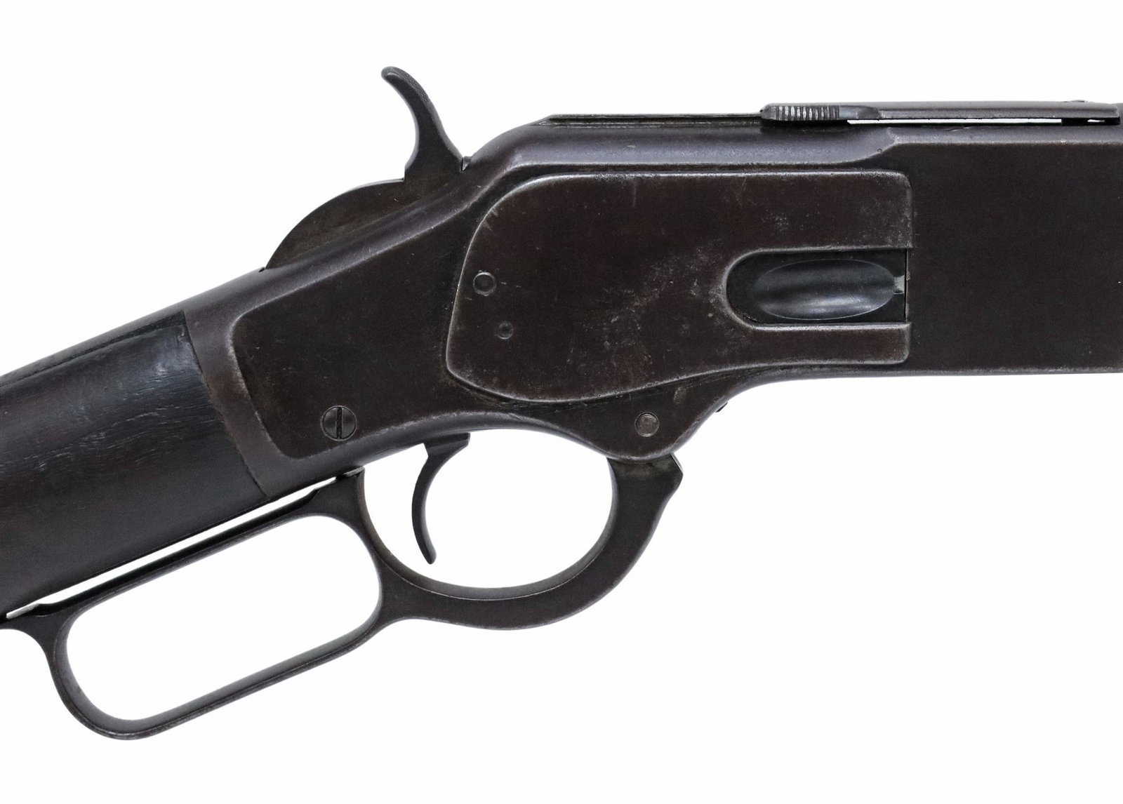 WINCHESTER MODEL 1873 RIFLE, .38WCF, MFG. 1890: Winchester Model 1873 Rifle, Third Model, mfg. 1890, lever action, .38WCF (38-40) caliber, 24" octagonal barrel with fixed front sight, adjustable rear sight and marked at the top on two lines "Winche