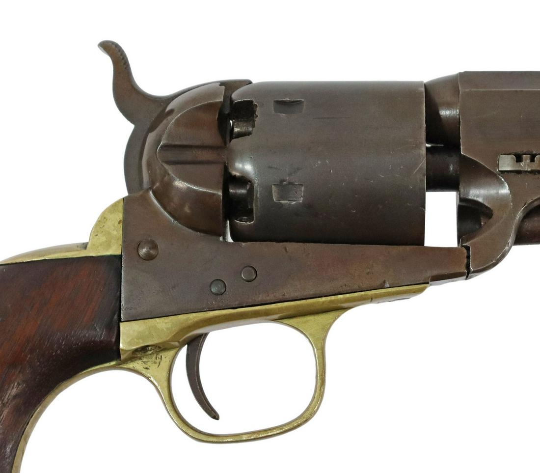 BOXED COLT MODEL 1851 NAVY REVOLVER 36 CAL. 1863: Colt Model 1851 Navy Revolver, Fourth Model, mfg. 1863, .36 caliber, 7.5" octagonal barrel marked at the top on one line "Address Col. Saml Colt, New York, U.S. America", six round cylinder, marked at