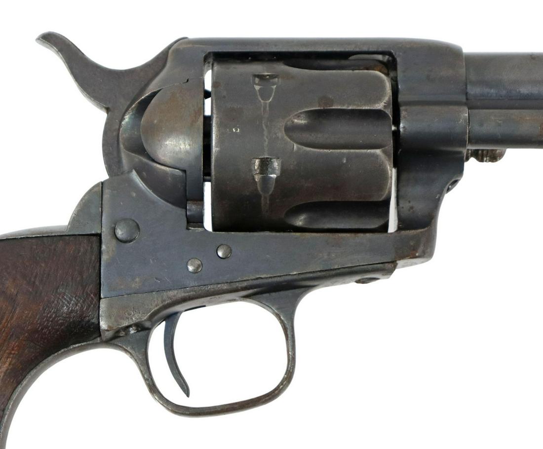 COLT U.S. SAA .45 CALIBER REVOLVER, DFC, NON MATCH: Colt U.S. SAA revolver, .45 caliber, five mismatched serial numbers, the frame marked 8932, mfg. 1874 and further marked at left frame U.S., the 5.5" barrel marked DFC (David F. Clark, U.S. Ordnance S