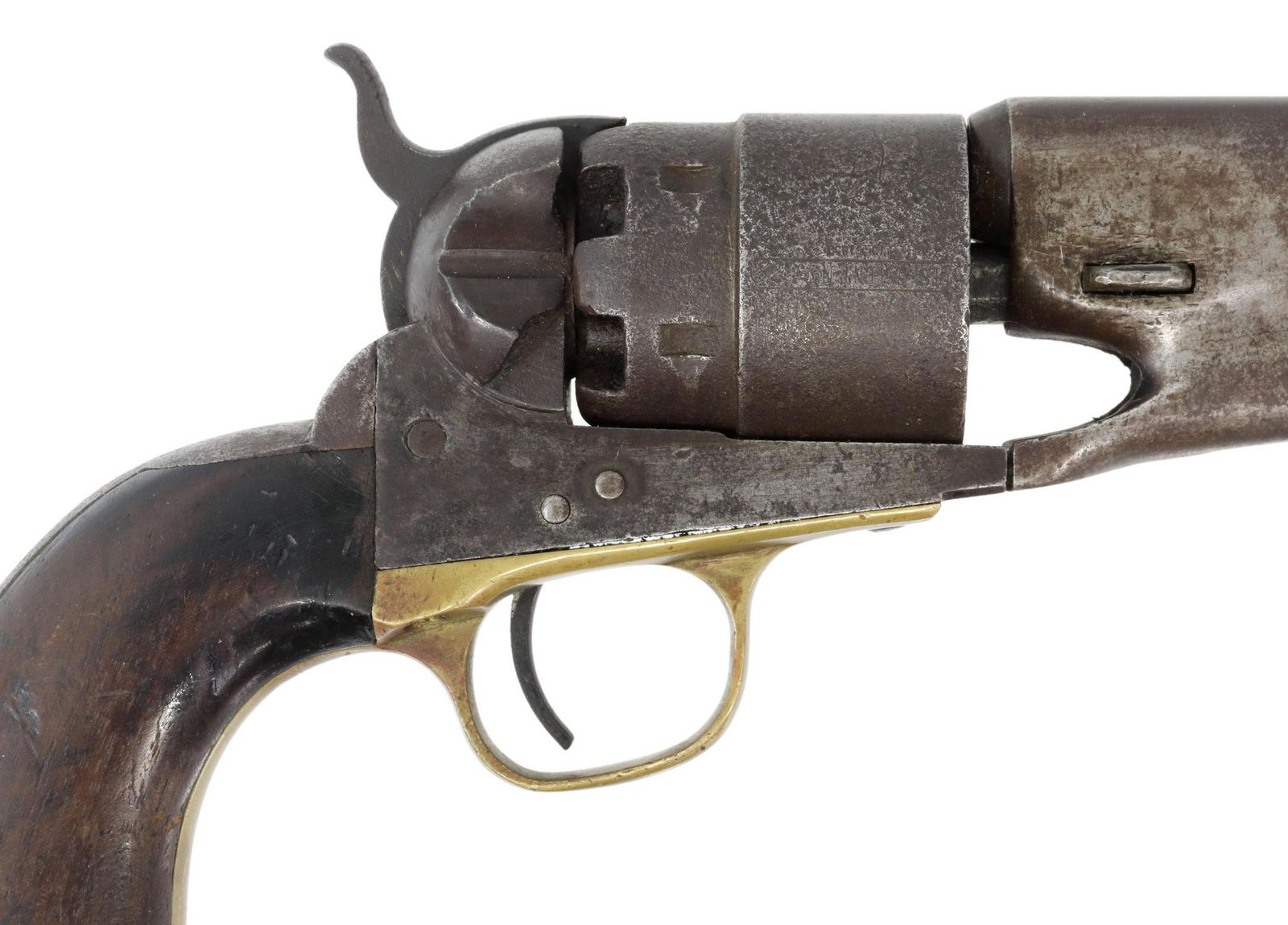 COLT MODEL 1860 ARMY REVOLVER: Colt Model 1860 Army Revolver, the frame mfg. 1862, .44 caliber, 8" round barrel marked at top "Address Col. Saml Colt New-York U.S. America", marked at left frame "Colts Patent", inspection mark "H" 