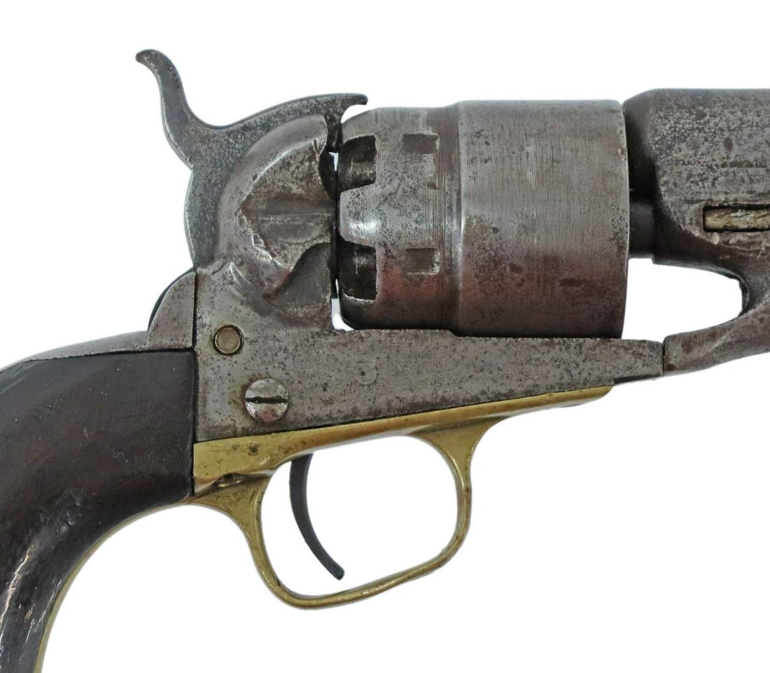 COLT 1860 ARMY, SHOULDER STOCK MODEL, PARTS GUN: Colt Model 1860 revolver, ..44 caliber, 8" round barrel, six round worn with no visible engraving, cylinder, inspection mark "S" behind trigger guard, cuts for shoulder stock at butt, top of back stra