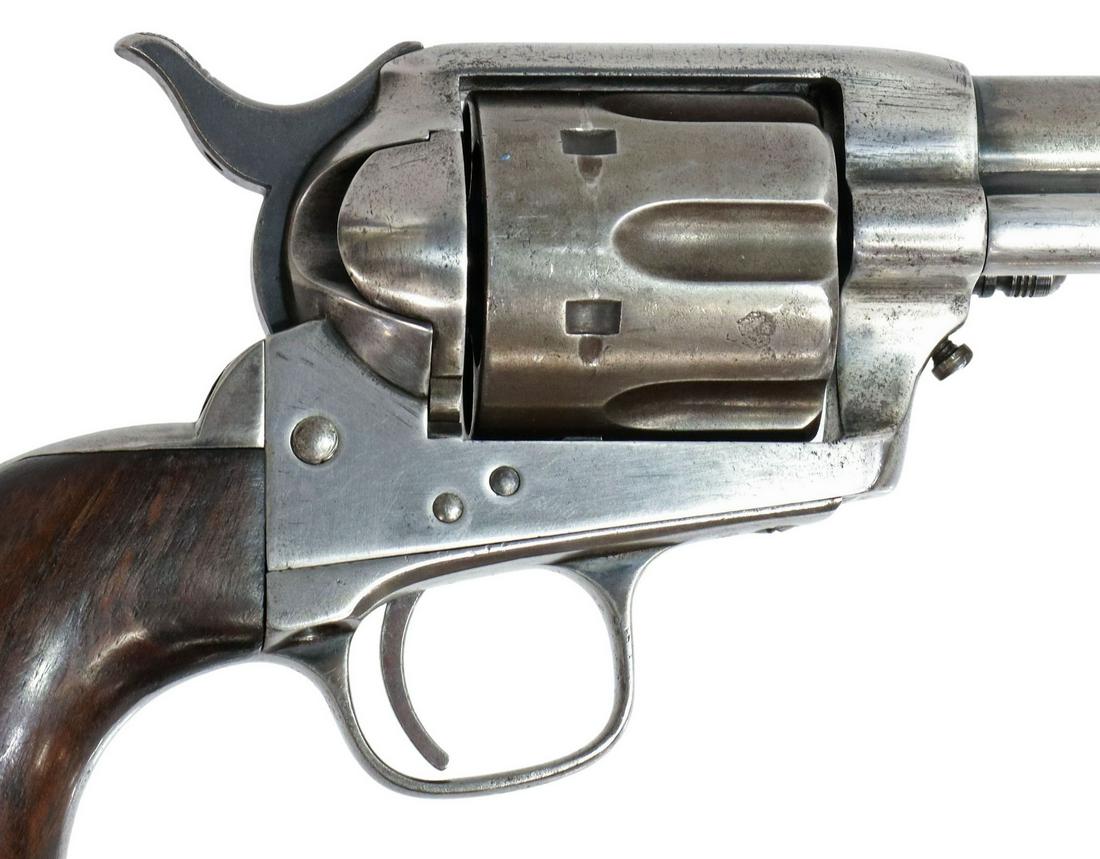 COLT SINGLE ACTION ARMY, NICKEL, NON MATCHED SN'S: Colt Single Action Army Revolver, non matched serial numbers, the frame marked 'US', .45 Colt caliber, 7.5" barrel marked at top "Colts PT. F.A. Mfg Co Hartford Ct "U.S.A", six round fluted cylinder, 