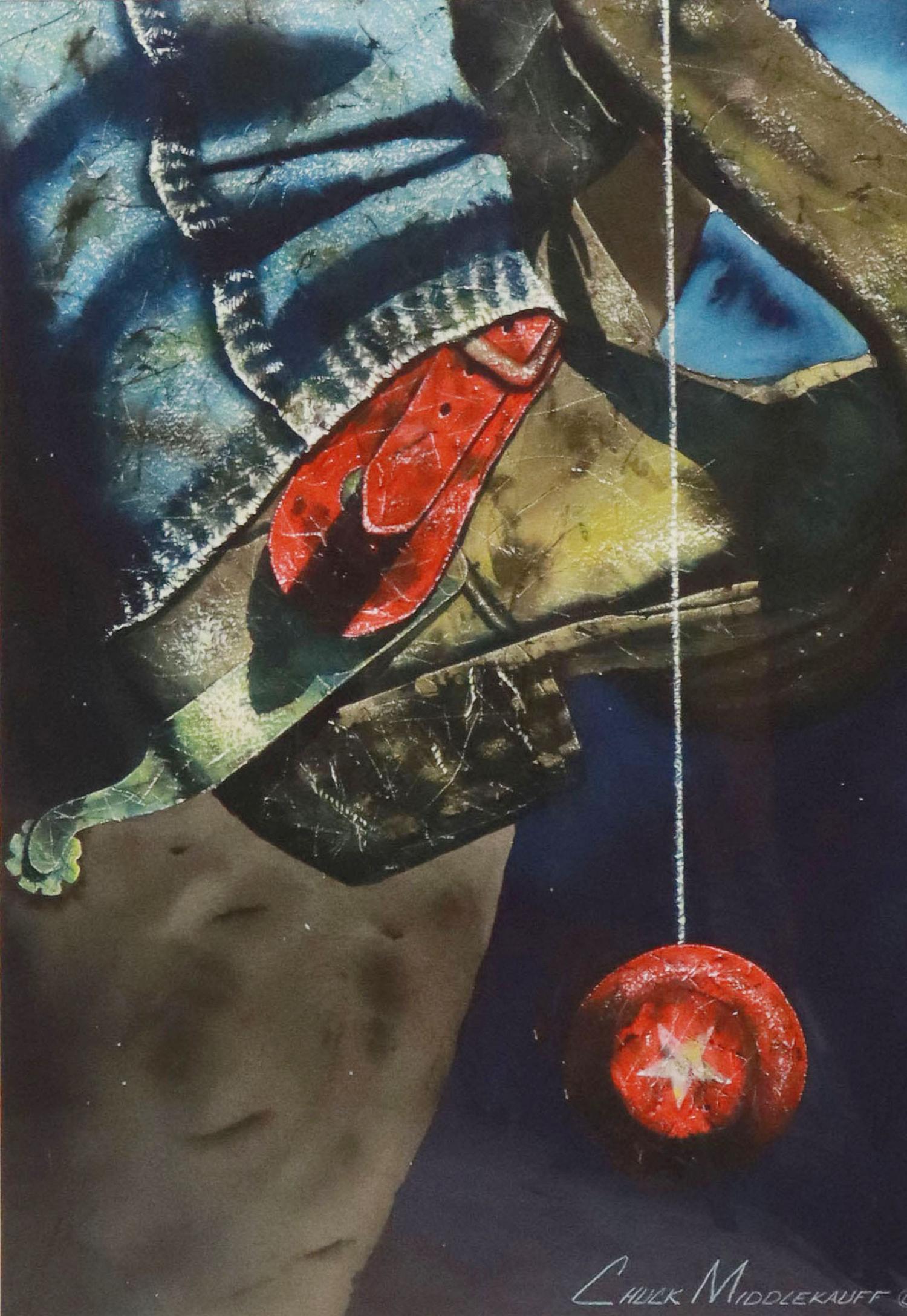 CHUCK MIDDLEKAUFF (B.1948) POP ART 'HORSIN AROUND': Framed mixed media painting on paper, "Horsin' Around," signed lower right Chuck Middlekauff (American, Texas, b.1948), accompanied by certificate of authenticity issued by the artist, sight: approx 2