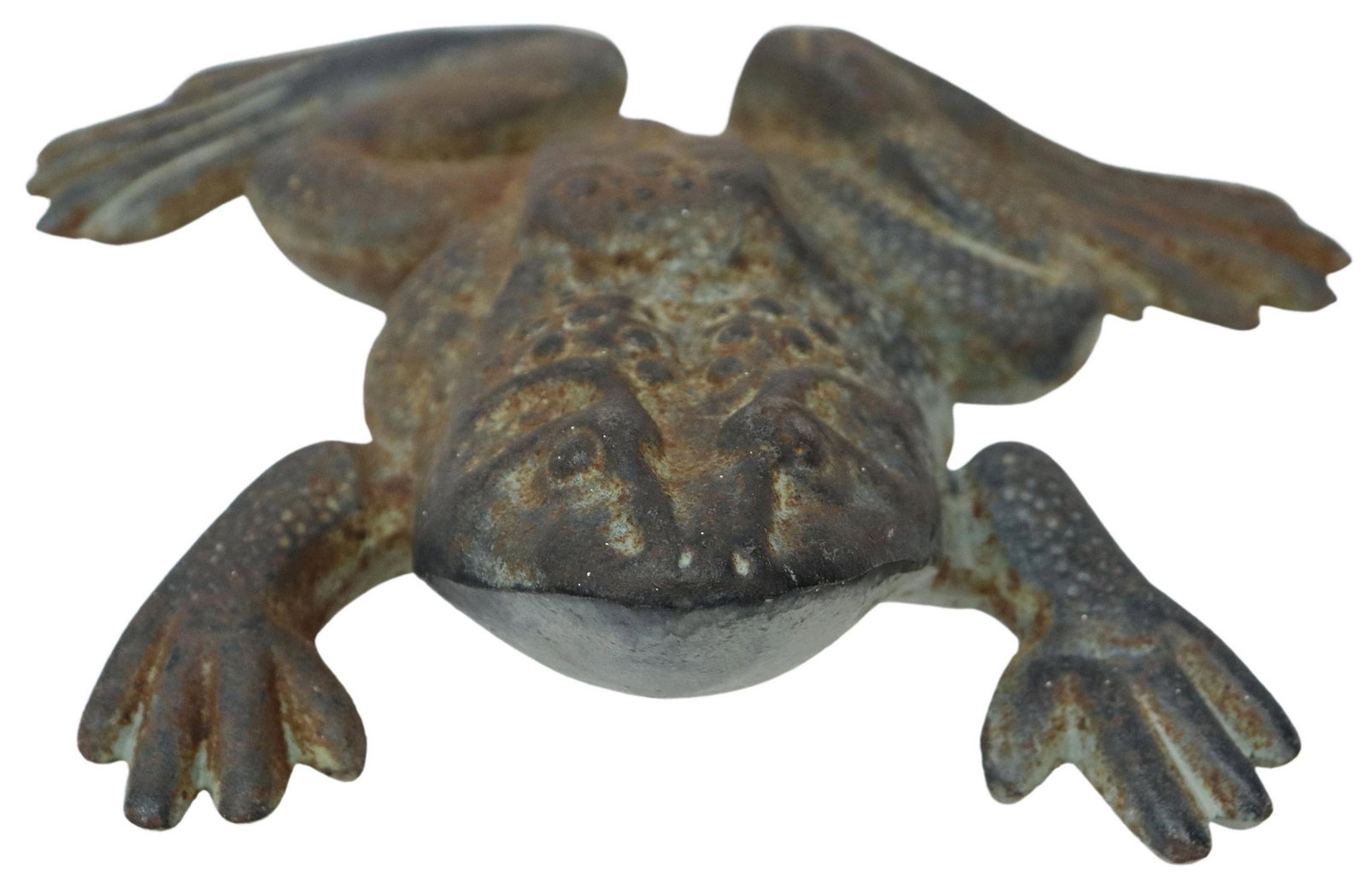 VIRGINIA METALCRAFTERS CAST IRON FROG: Cast iron frog, marked VMC (Virginia Metalcrafters), approx 2.25"h, 7.75"l, 8.25"w, 4lbs Start Price: $100.00