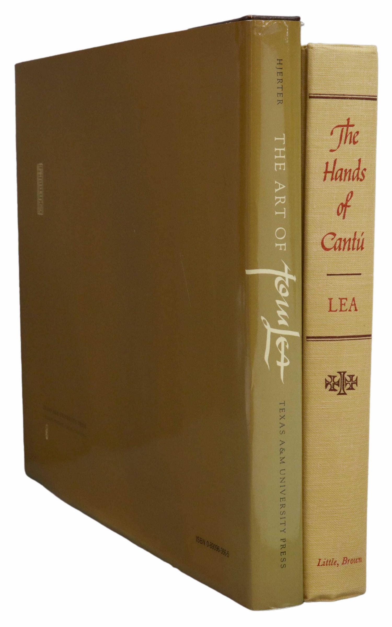 (2) SIGNED BOOKS, TOM LEA (TEXAS, 1907-2001): (lot of 2) Books by and about Tom Lea (Texas, 1907-2001), including: (1) "The Hands of Cantu", signed on title page by author Tom Lea, Little, Brown and Company, 1964, 244 pages, (1) "The Art of Tom L