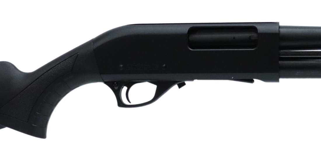 RIA IMPORTS CR-103 PUMP 12GA SHOTGUN NEW IN BOX: Rock Island Armory Imports Model CR-103 Meriva shotgun, slide action, 12 gauge, 3" shells, 18.5" slug barrel, fixed front sight, polymer stock, new in box with papers, not fired, SN R4362XX