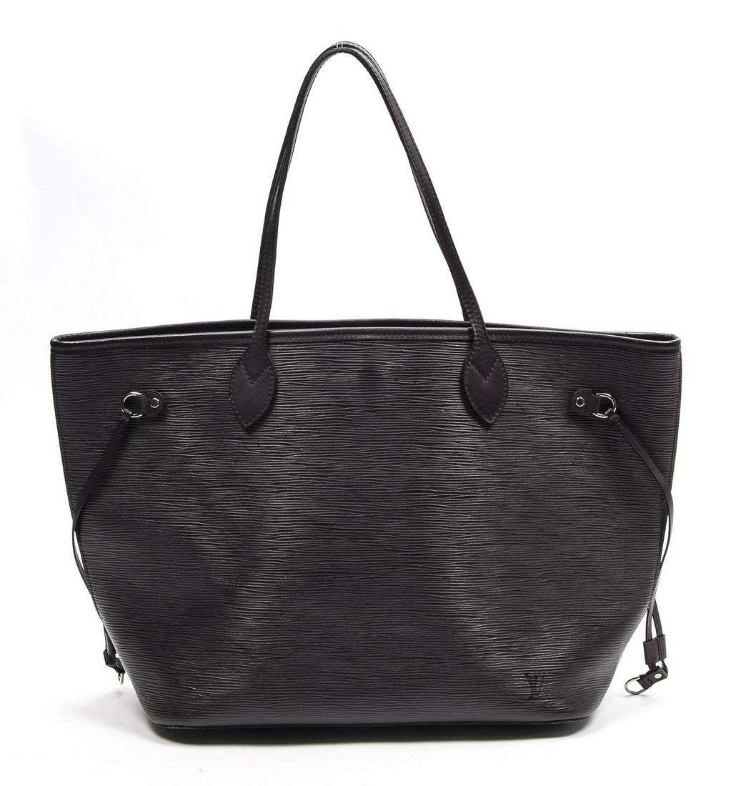 LOUIS VUITTON "NEVERFULL MM" EPI LEATHER TOTE BAG (1 of 8)