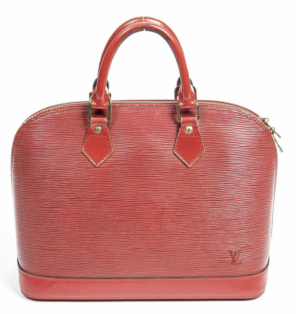 LOUIS VUITTON "ALMA PM" RED EPI LEATHER HANDBAG (1 of 8)