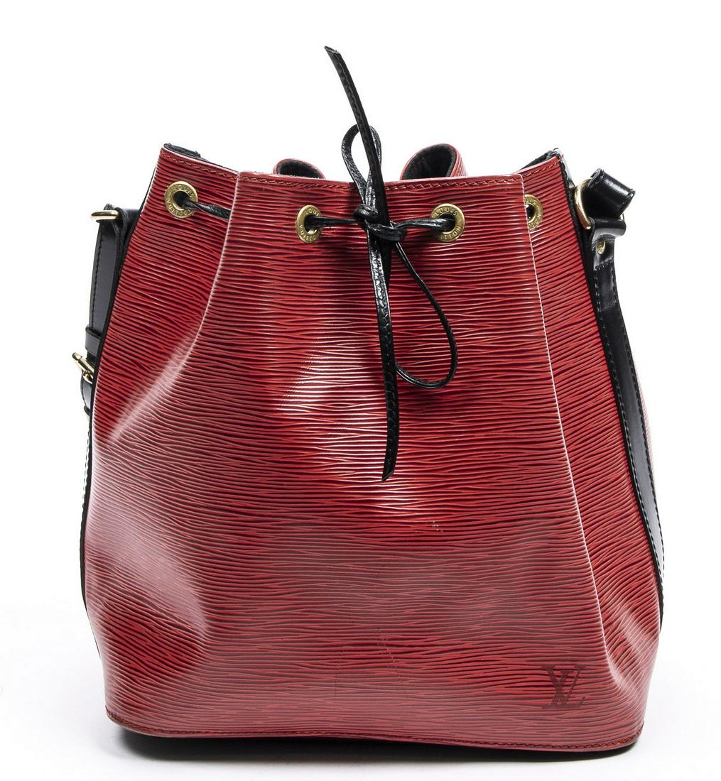 LOUIS VUITTON "NOE BICOLOR PM" RED EPI BUCKET BAG (1 of 7)