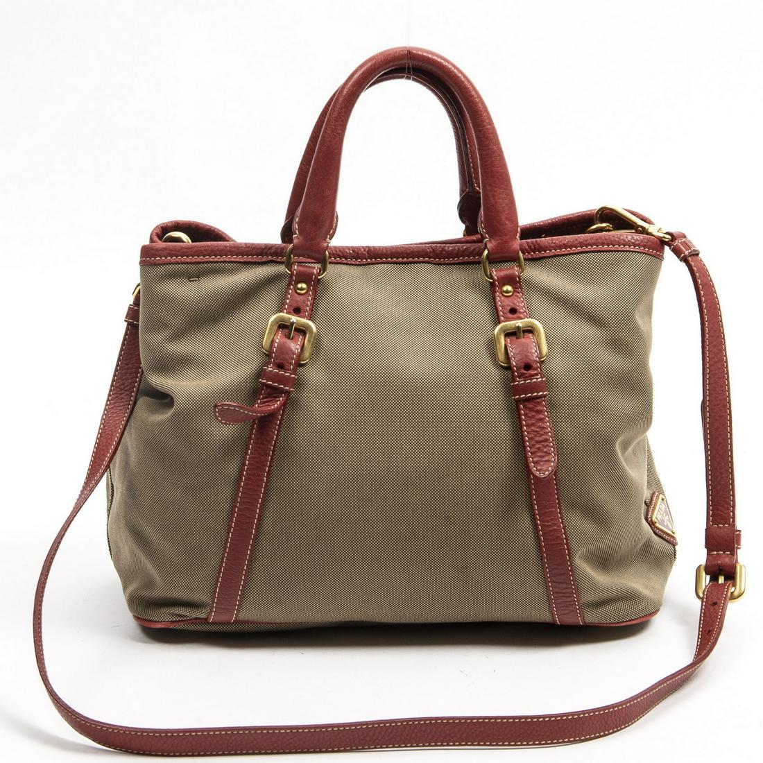 PRADA CANAPA LOGO JACQUARD CANVAS HANDBAG (1 of 8)