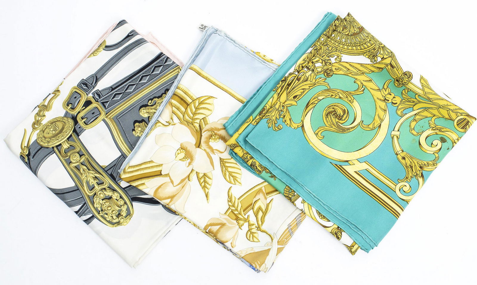 (3) HERMES SILK TWILL SCARVES, "LES TUILERIES" (1 of 7)
