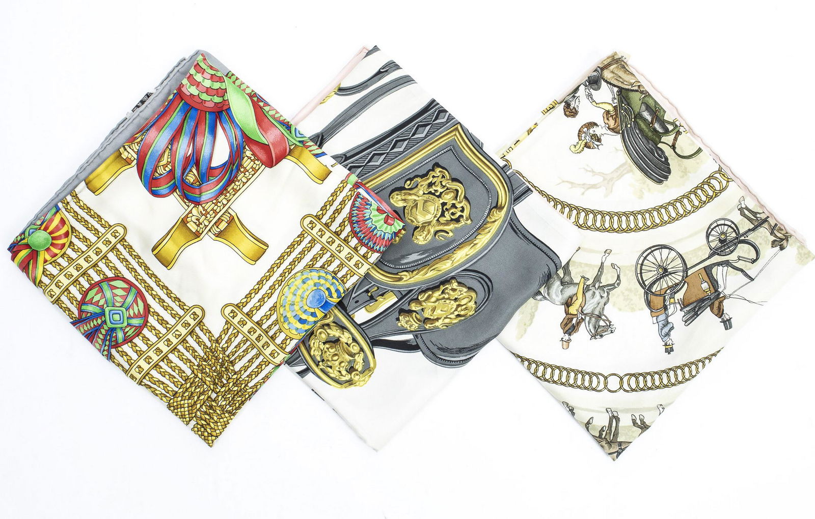 (3) HERMES SILK TWILL SCARVES, "BRIDES DE GALA" (1 of 7)