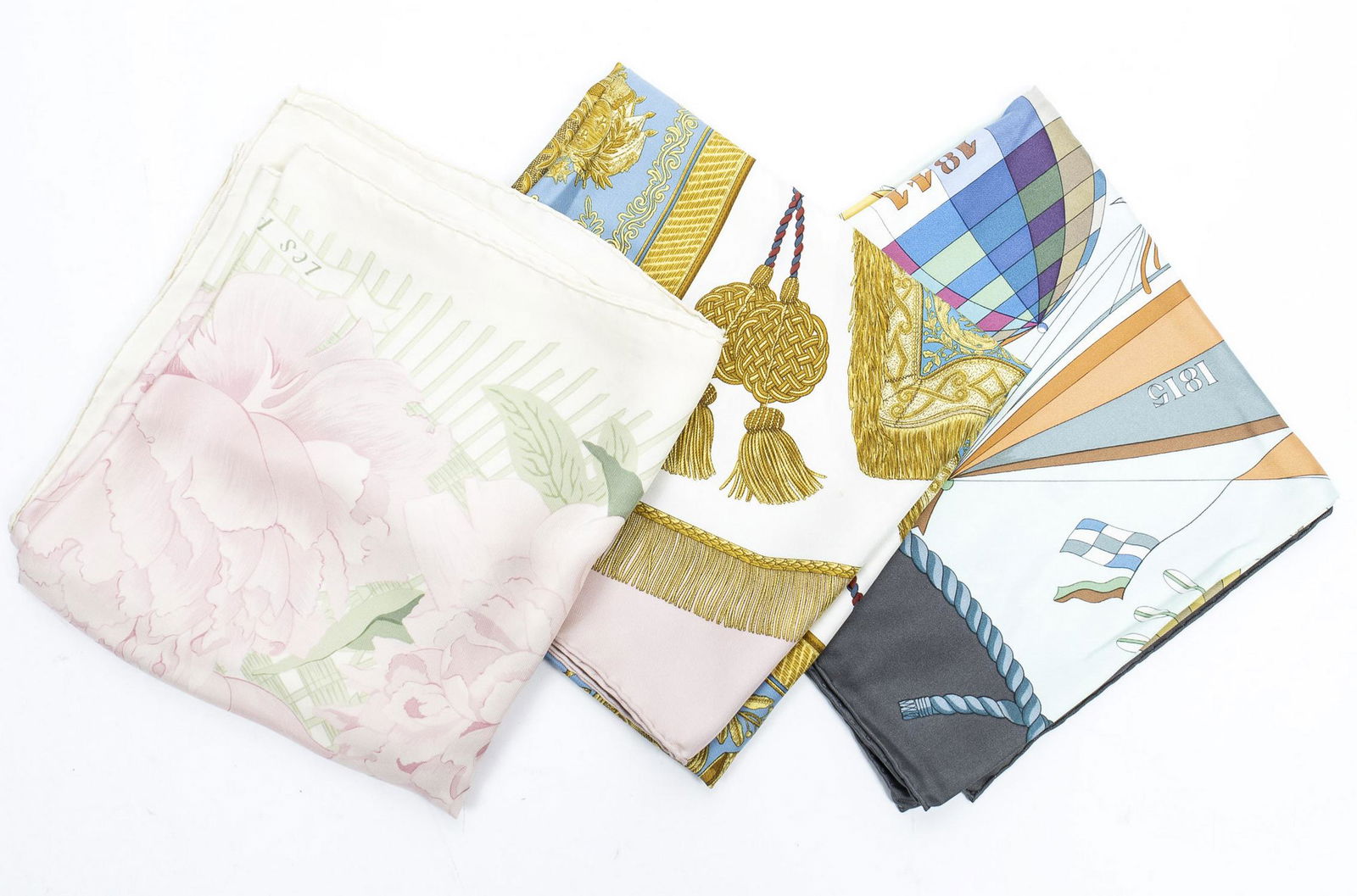 (3) HERMES SILK TWILL SCARVES,"LES FOLIES DU CIEL" (1 of 7)