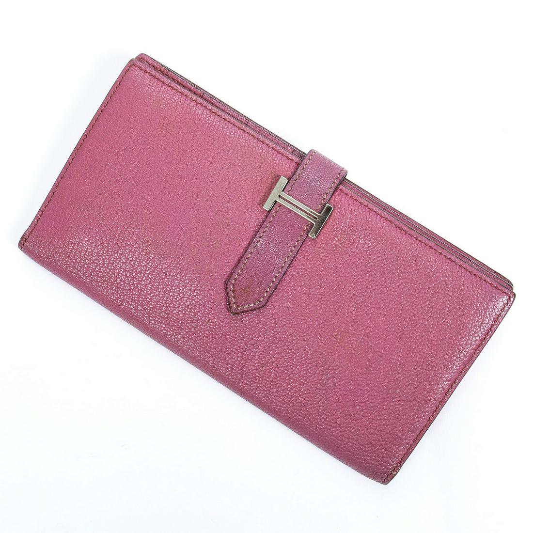 HERMES "BEARN" PINK MYSORE LEATHER WALLET (1 of 3)