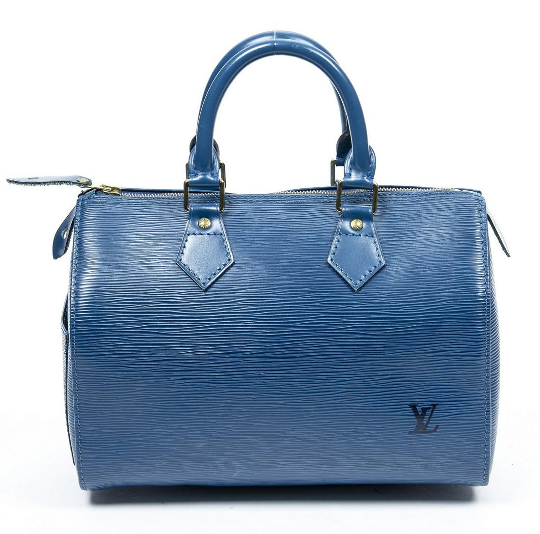 LOUIS VUITTON "SPEEDY 25" BLUE EPI LEATHER HANDBAG (1 of 7)