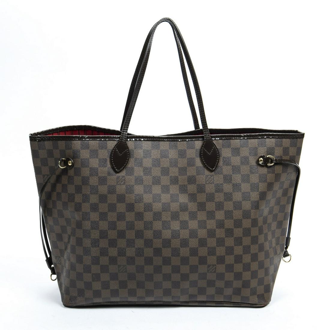 LOUIS VUITTON "NEVERFULL GM" DAMIER EBENE TOTE BAG (1 of 7)