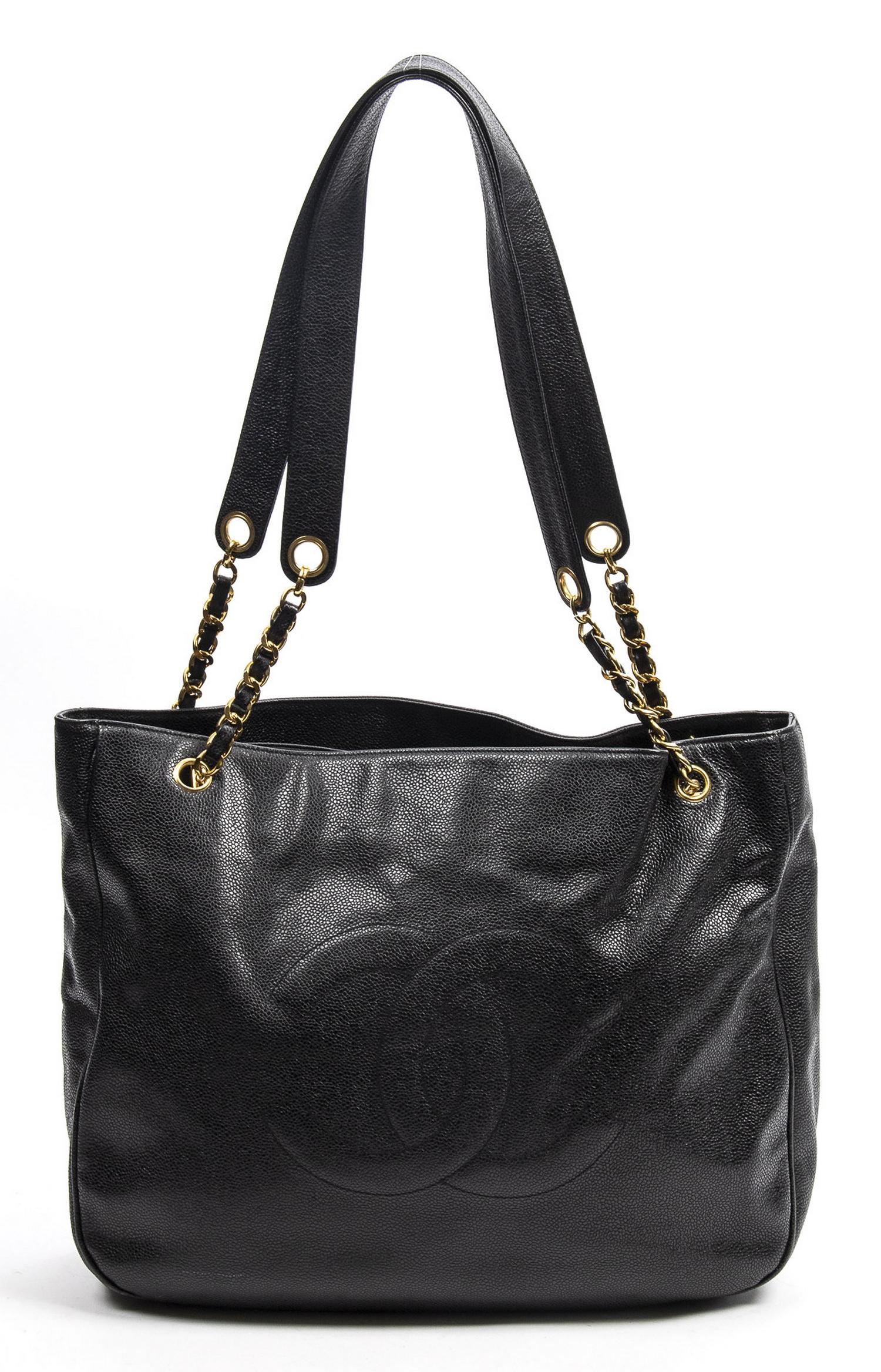 CHANEL "TIMELESS" BLACK CAVIAR LEATHER TOTE BAG (1 of 8)