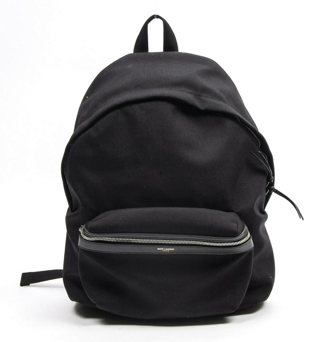 YVES SAINT LAURENT BLACK CANVAS BACKPACK (1 of 7)