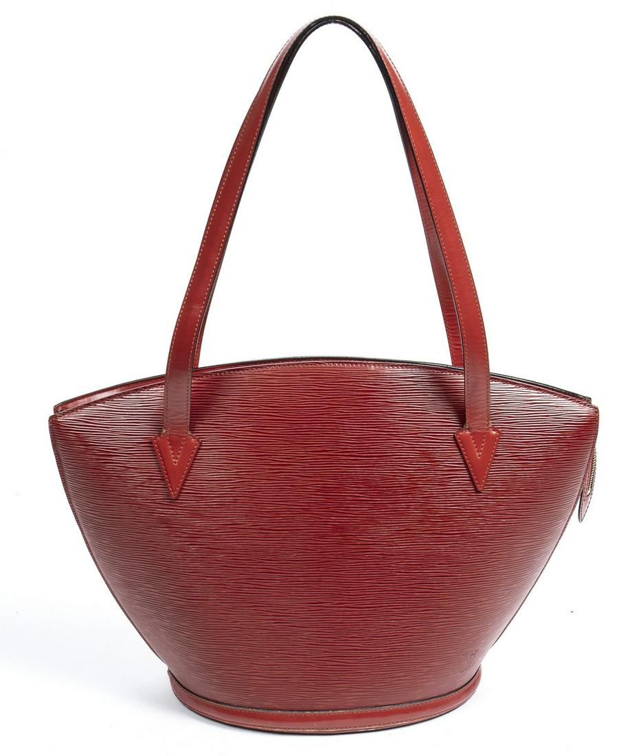 LOUIS VUITTON "ST. JACQUES" RED LEATHER HANDBAG (1 of 7)