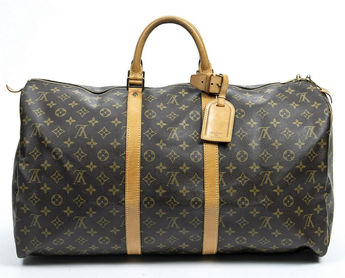 LOUIS VUITTON "KEEPALL 55" MONOGRAM CANVAS DUFFLE (1 of 7)