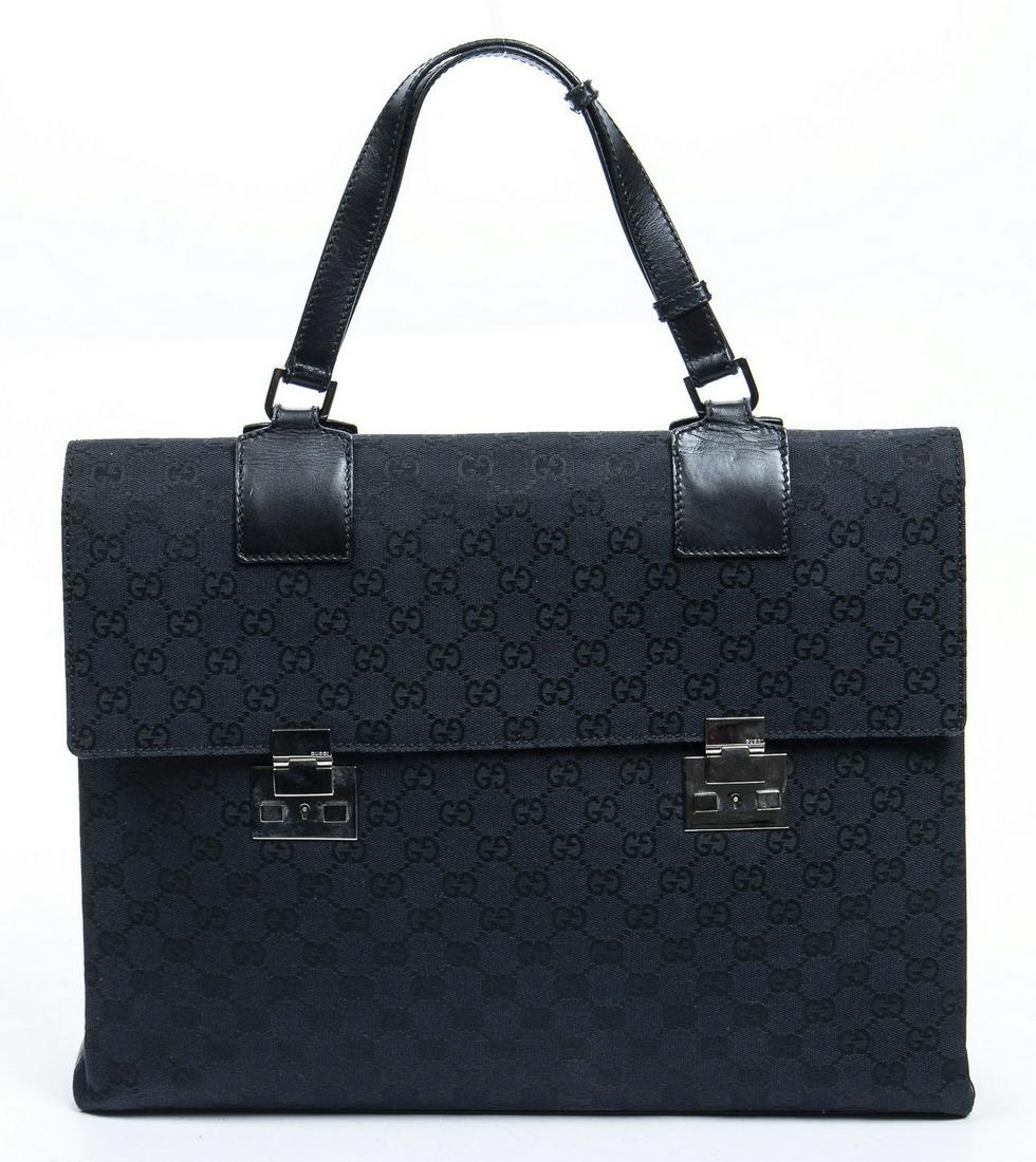 GUCCI BLACK GUCCISSIMA CANVAS BRIEFCASE (1 of 7)