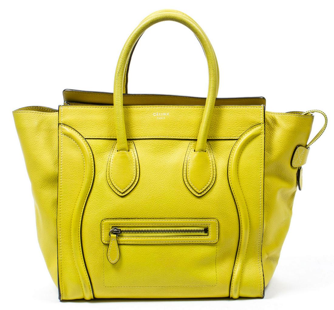 CELINE YELLOW 'MINI LUGGAGE' LEATHER HANDBAG (1 of 7)