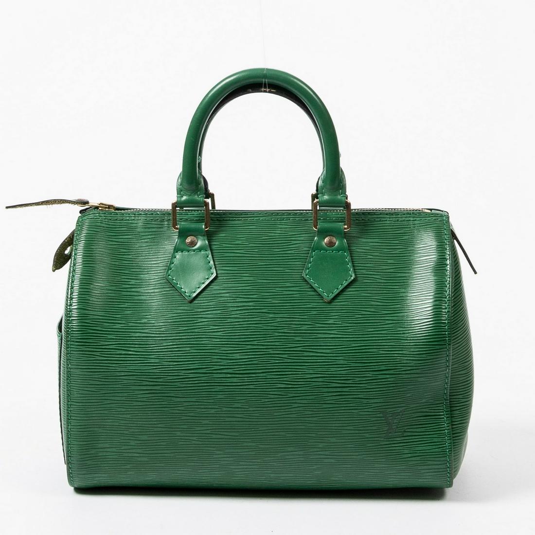 LOUIS VUITTON 'SPEEDY 25' GREEN EPI LEATHER BAG (1 of 10)