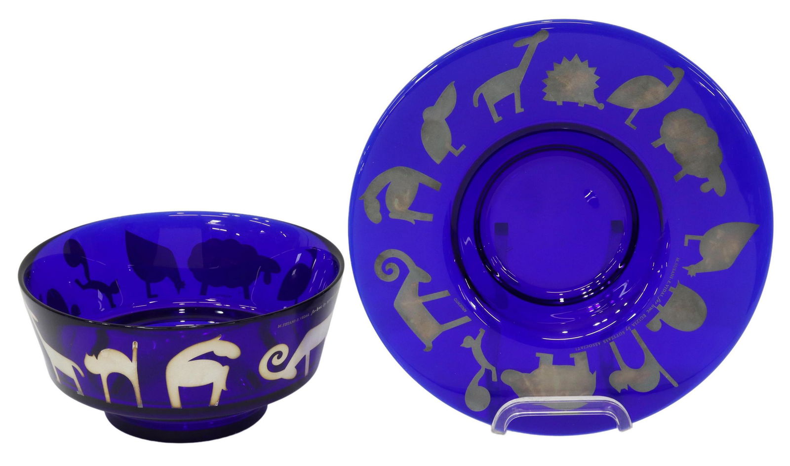 (2) SOTTSASS SILVER OVERLAY GLASS BOWL & PLATE (1 of 3)