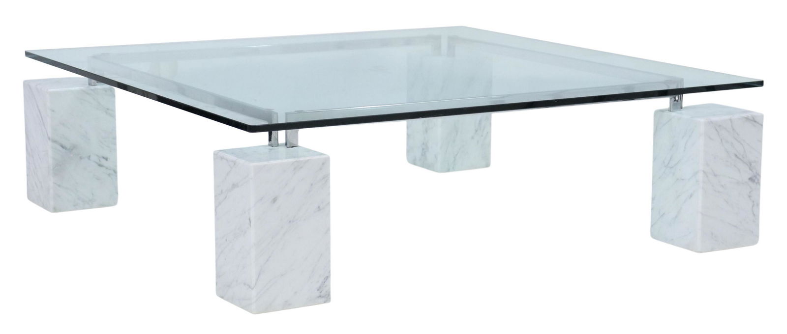 ITALIAN MODERN GLASS-TOP MARBLE COFFEE TABLE (1 of 4)