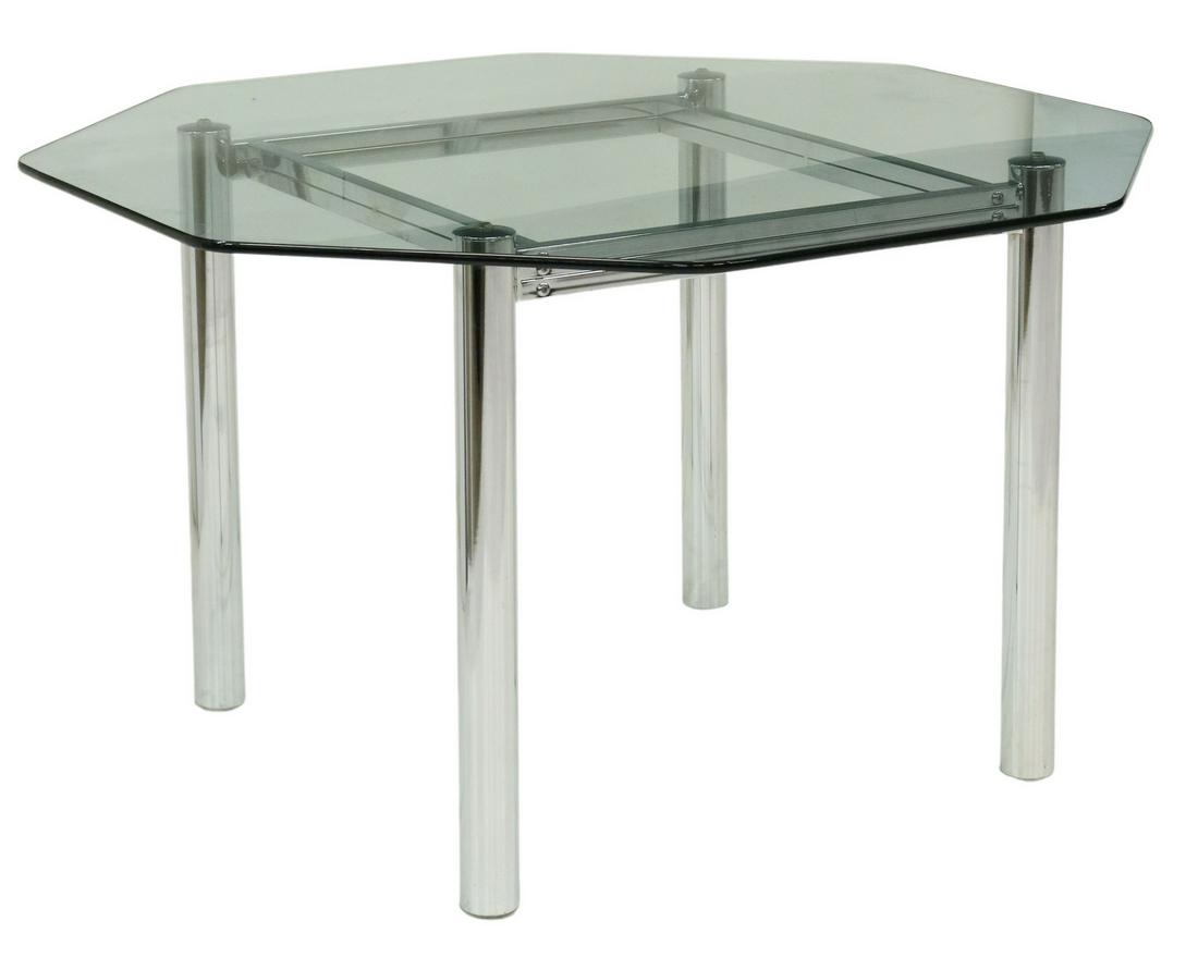 MODERNIST GLASS-TOP CHROME CENTER/ DINING TABLE (1 of 4)