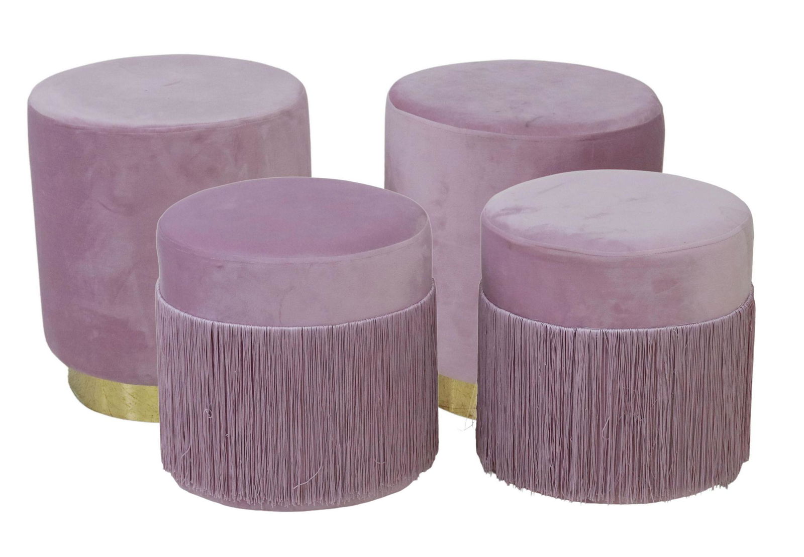 (4) CONTEMPORARY VELVET OTTOMANS/ STOOLS (1 of 7)