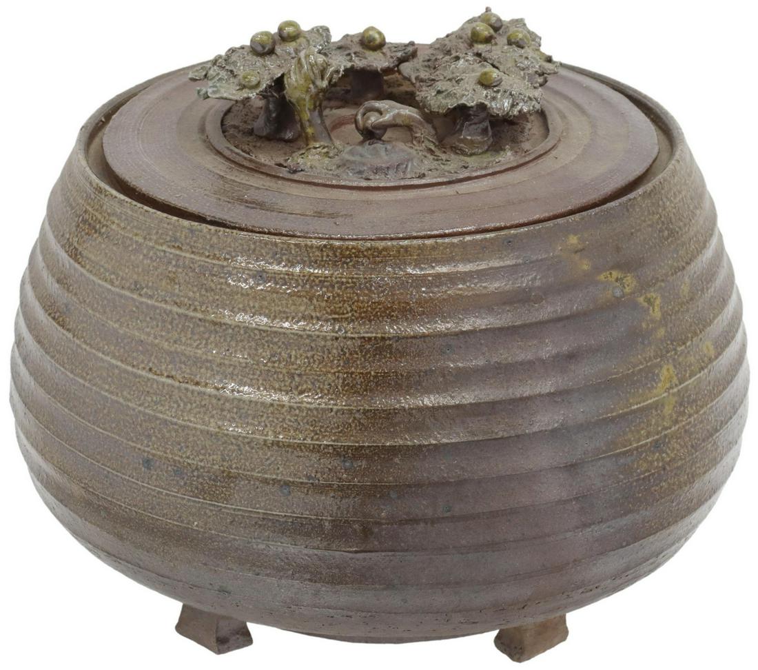 DON HERRON (TX) STUDIO POTTERY COVERED JAR, 1968 (1 of 5)
