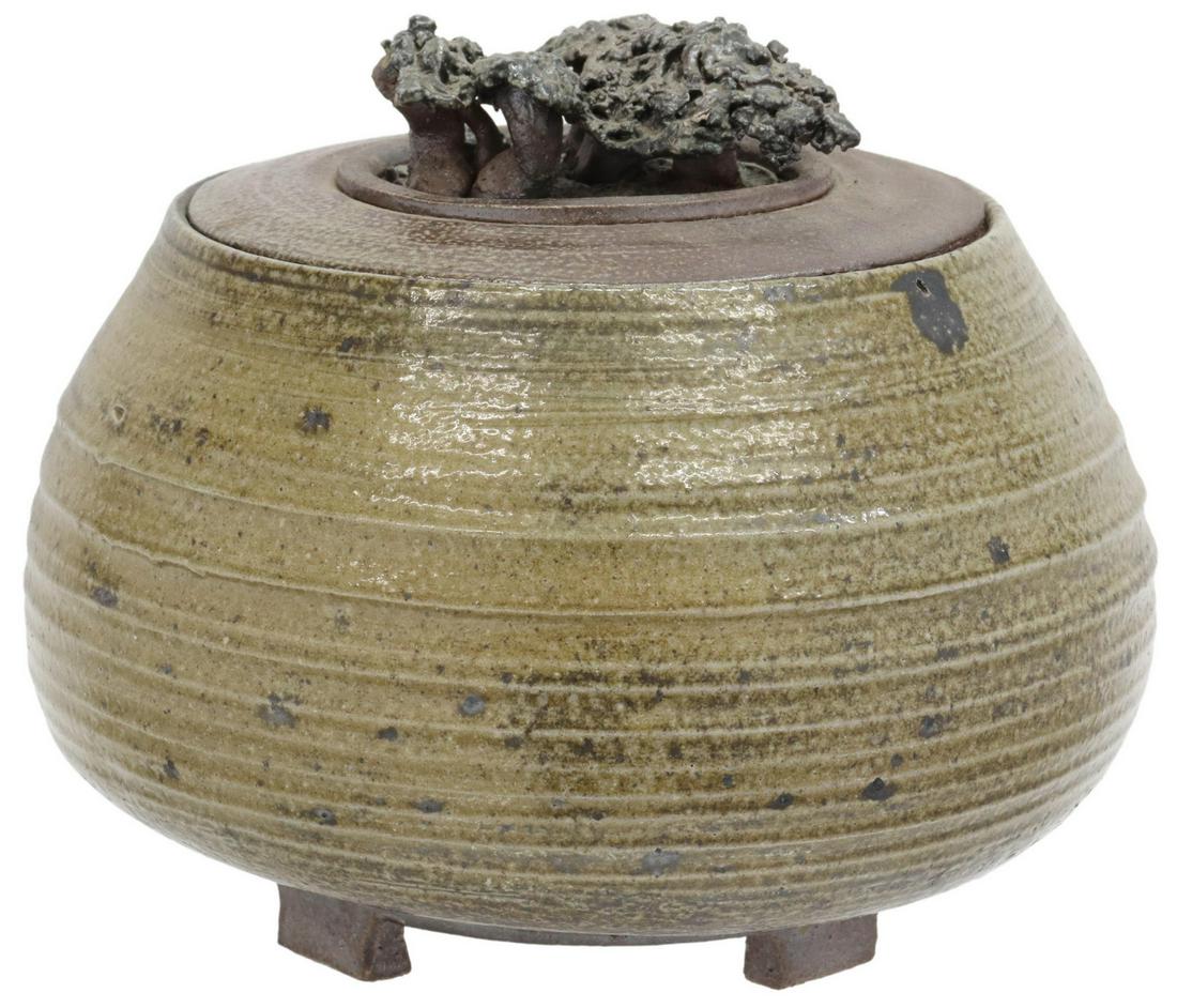 DON HERRON (TX) STUDIO POTTERY COVERED JAR, 1968 (1 of 5)