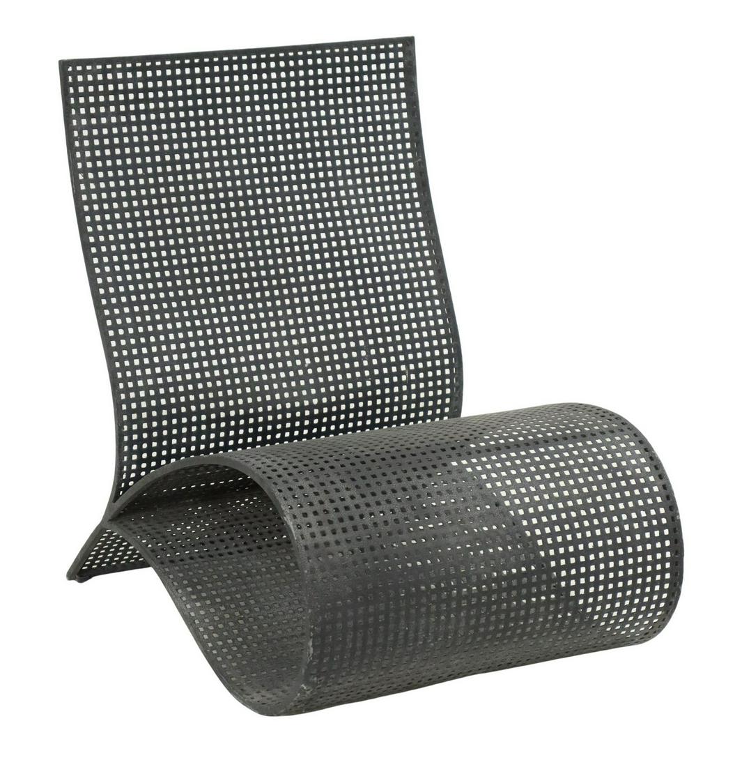 MODERN ROLLED PERFORATED METAL LOUNGE CHAIR (1 of 3)
