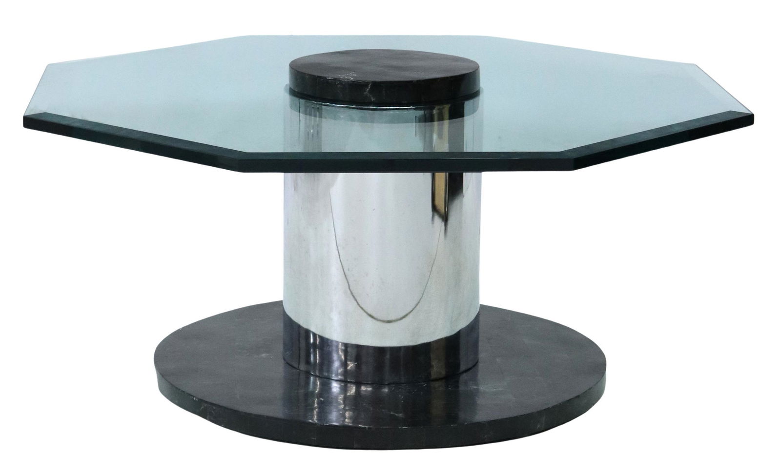 POSTMODERN GLASS TOP MARBLE TILED COFFEE TABLE (1 of 3)
