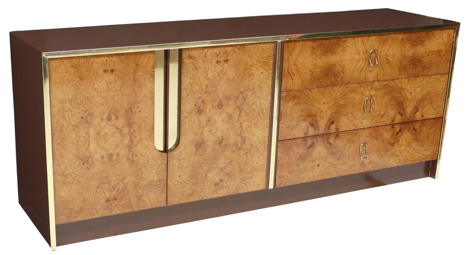 MILO BAUGHMAN (ATTR) MODERN BURLWOOD DRESSER (1 of 6)