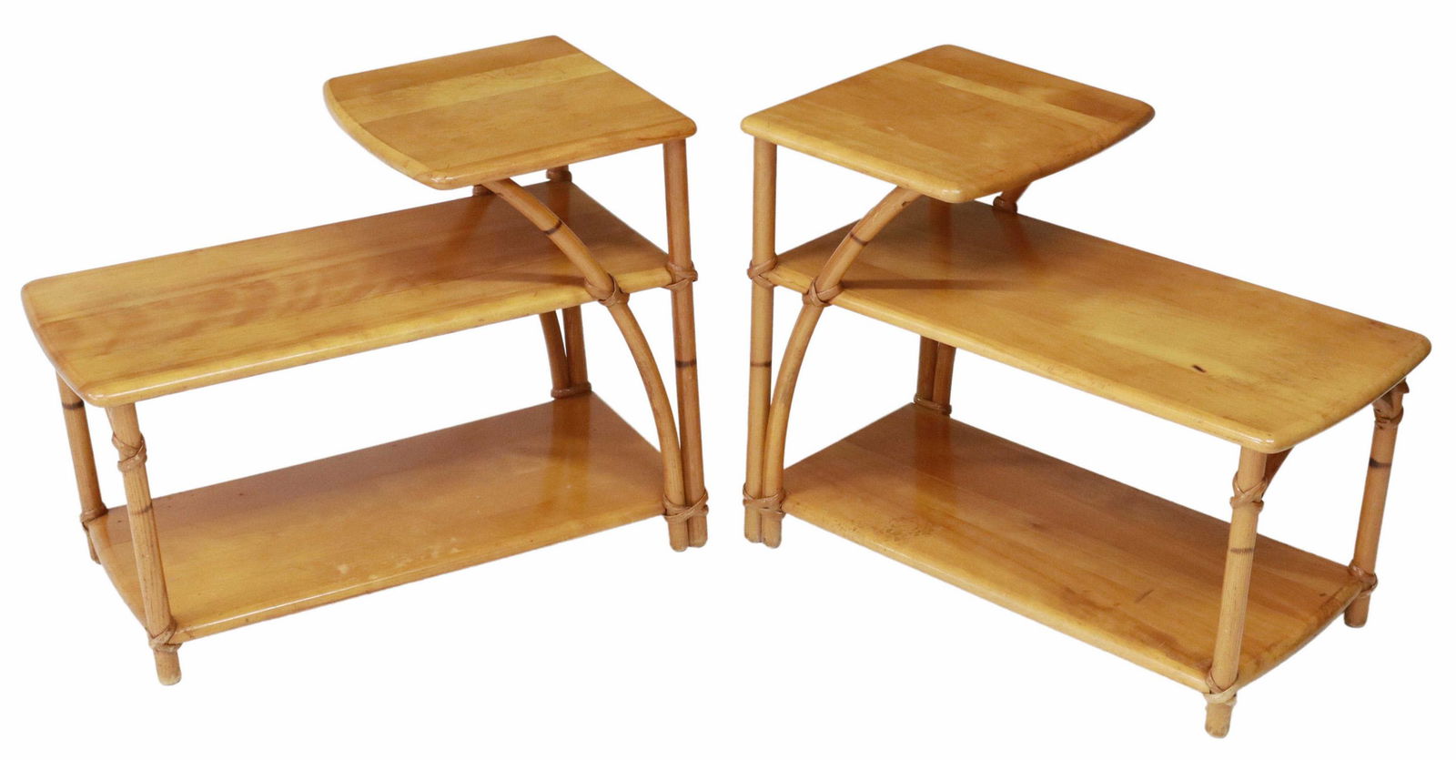(2) HEYWOOD WAKEFIELD FAUX BAMBOO SIDE TABLES (1 of 4)