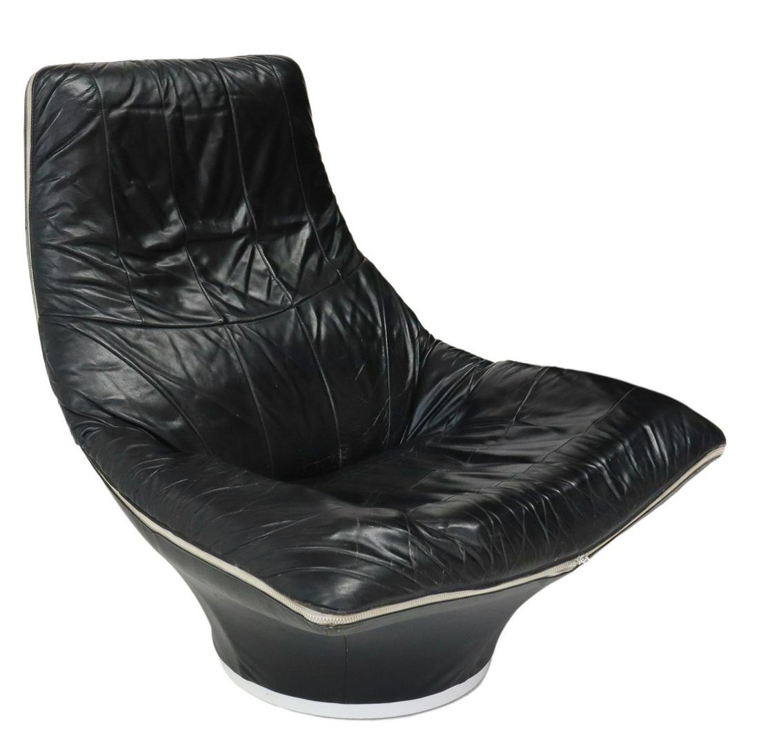 VAN DEN BERG (ATTR) 'MANTIS' LEATHER LOUNGE CHAIR (1 of 3)