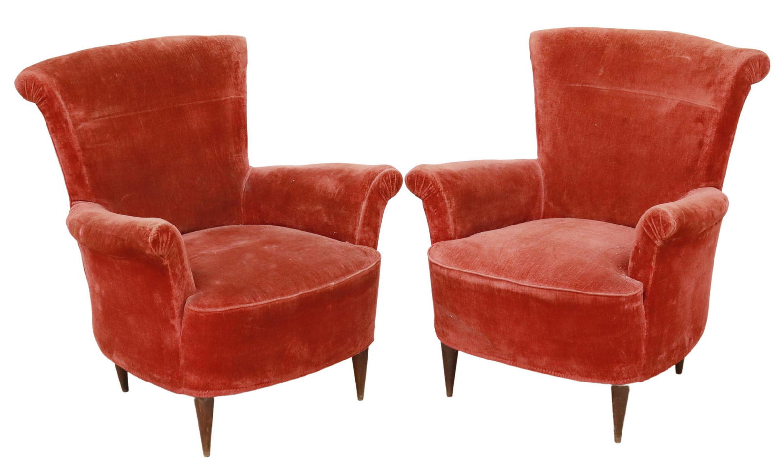 (2) ITALIAN MID CENTURY MODERN VELVET ARMCHAIRS (1 of 4)