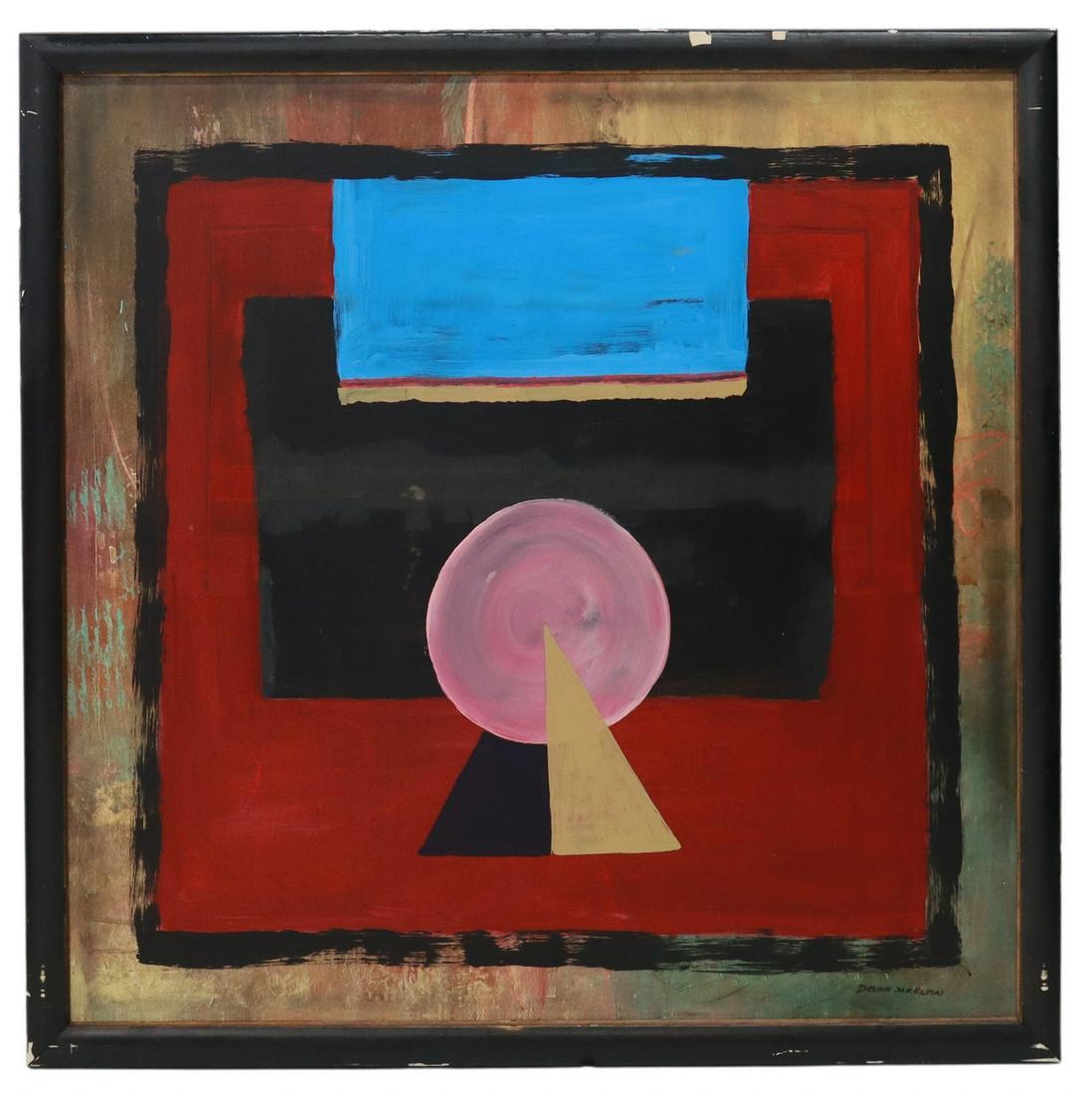 DENNIS SAKELSON ABSTRACT PAINTING, 50" X 50" (1 of 3)