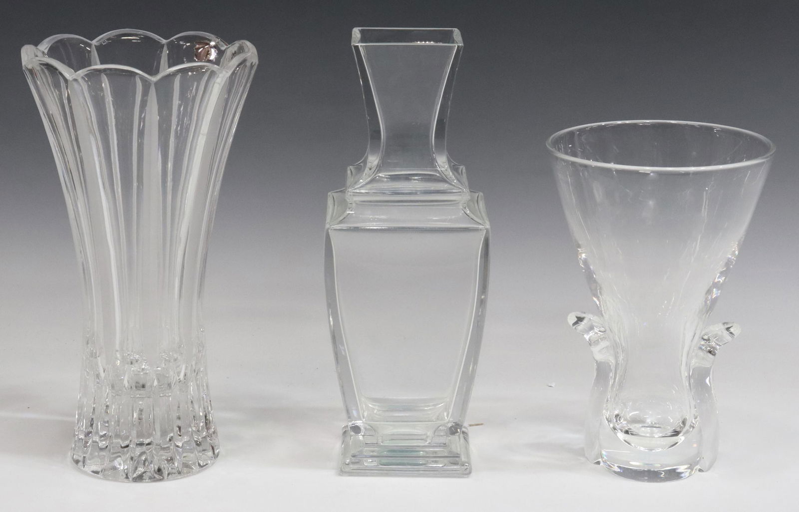 (3) BACCARAT PEARL & STEUBEN LEAF VASES (1 of 6)