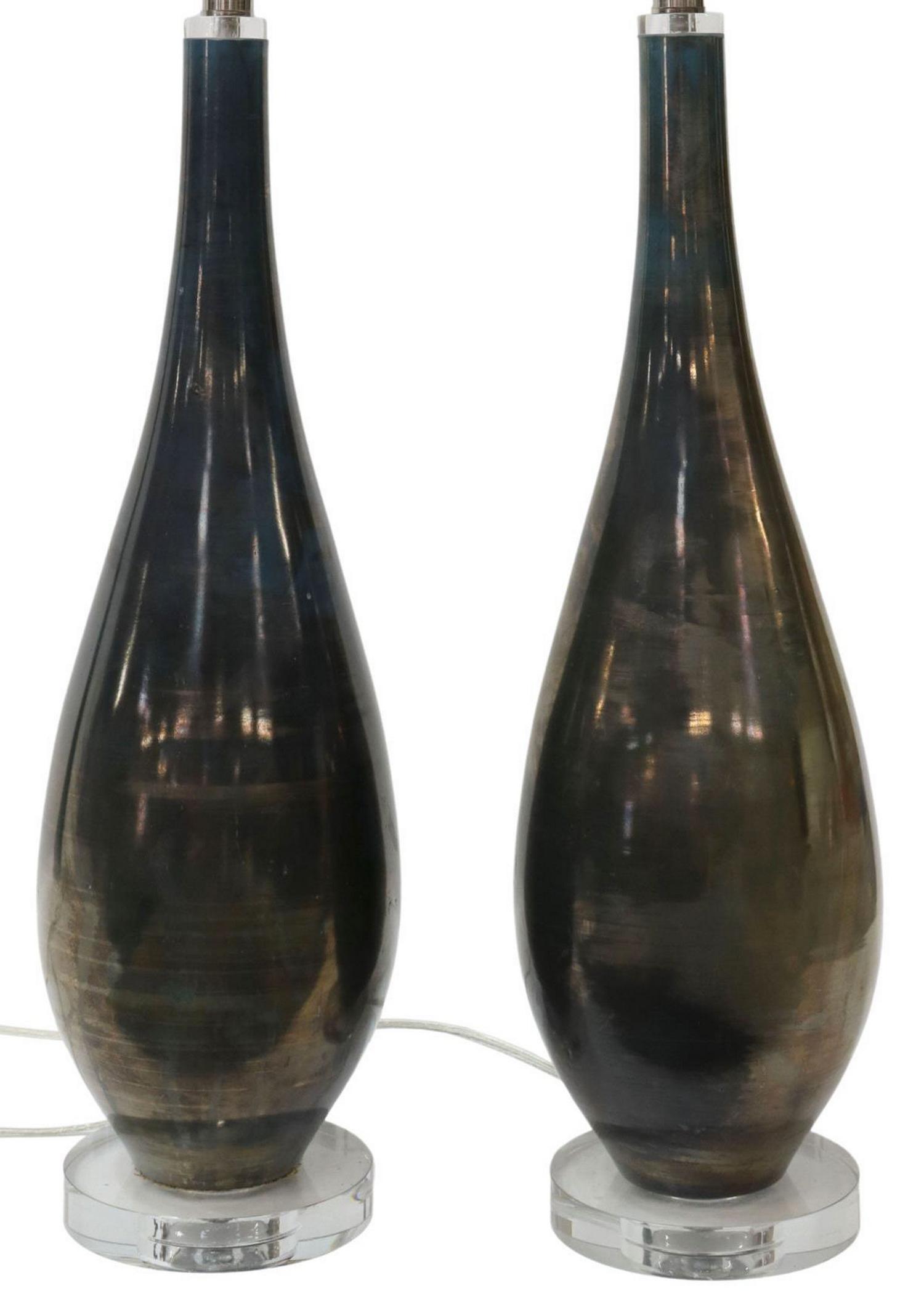 (2) MODERN ART GLASS & ACRYLIC BASE TABLE LAMPS (1 of 5)