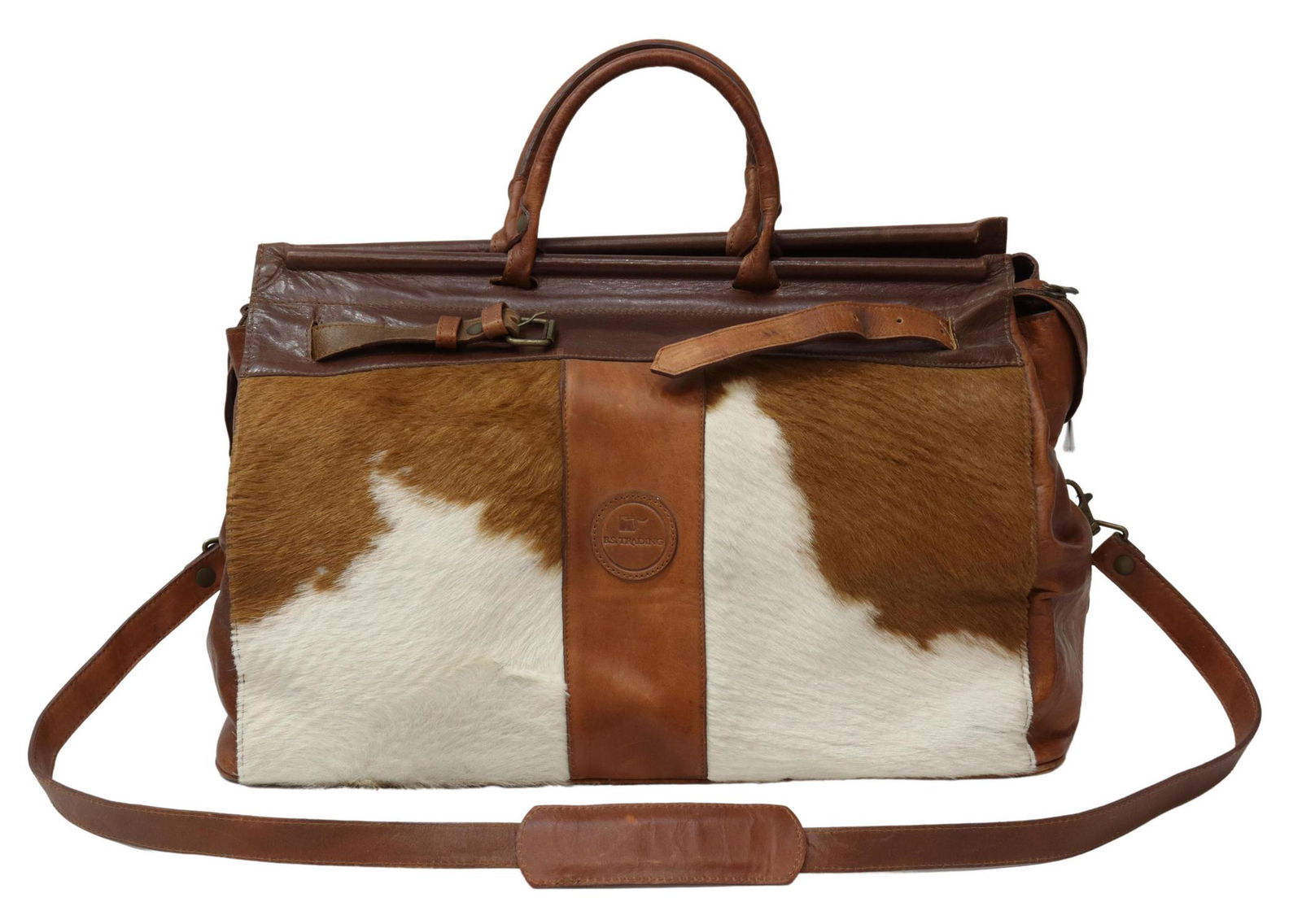 B.S TRADING CO. LEATHER & COW HIDE TRAVEL BAG (1 of 6)