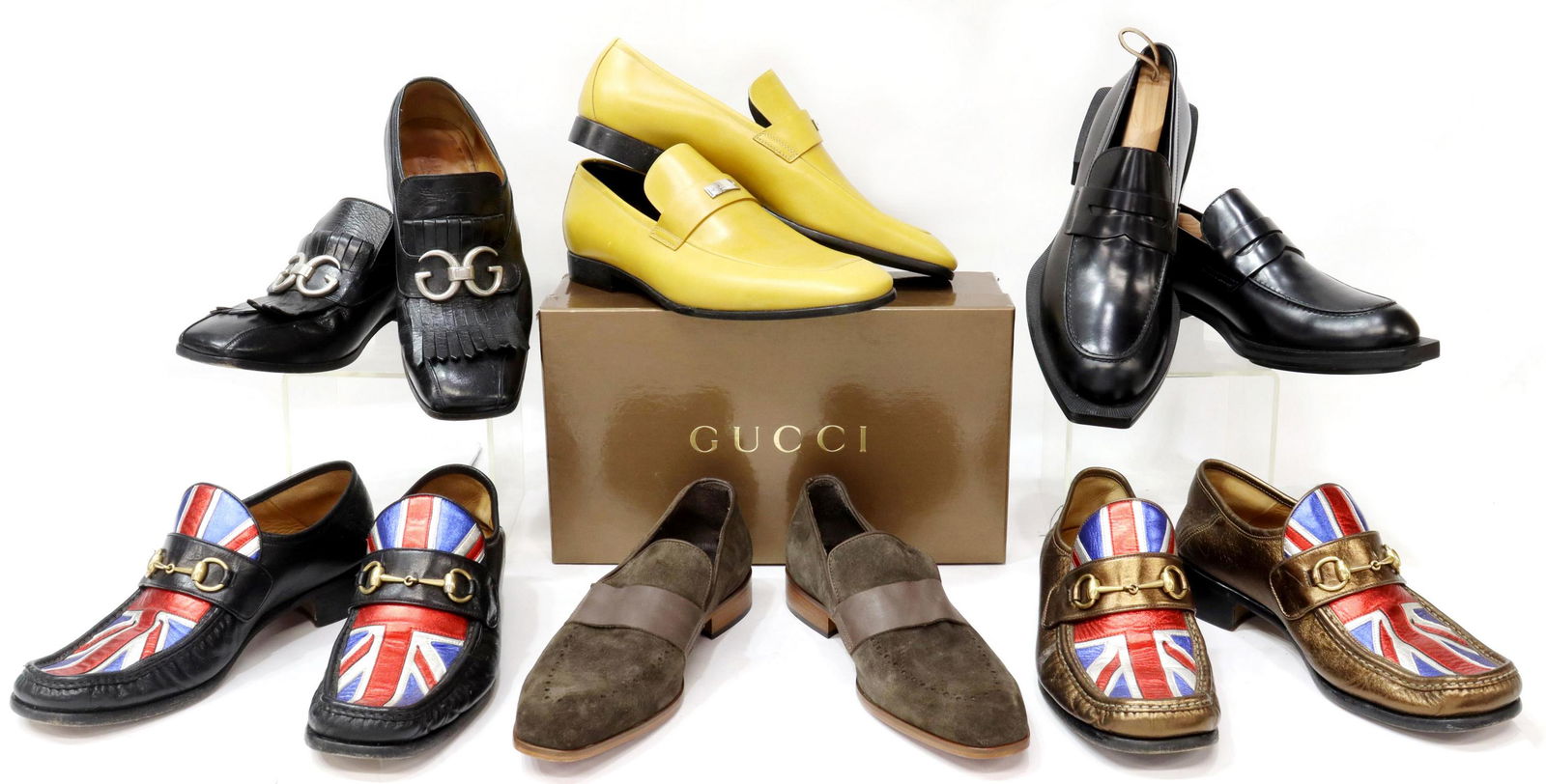 (6PR) MEN'S LEATHER LOAFERS, GUCCI, McQUEEN, W&W (1 of 7)