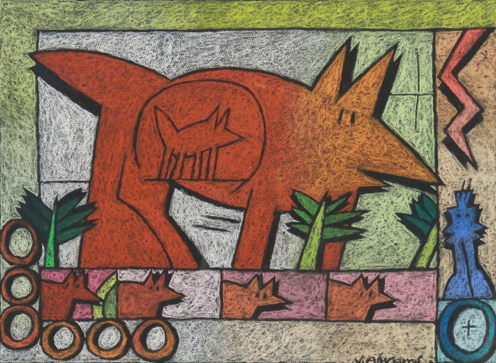 JOHN ABRAMS (B.1948) FRAMED PASTEL DRAWING (1 of 4)