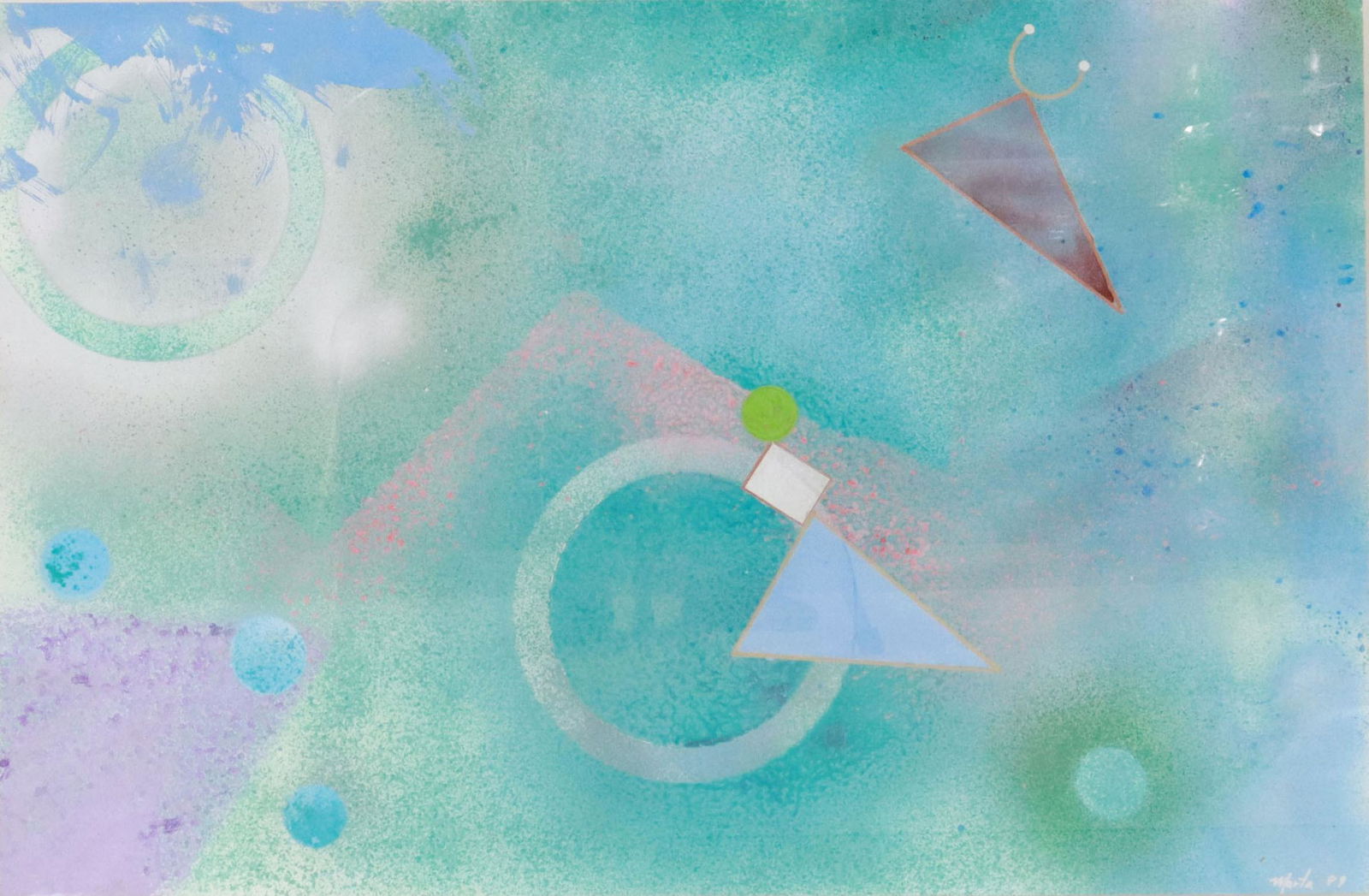 MARTA FRAMED MIXED MEDIA PAINTING ON PAPER, 1989 (1 of 4)