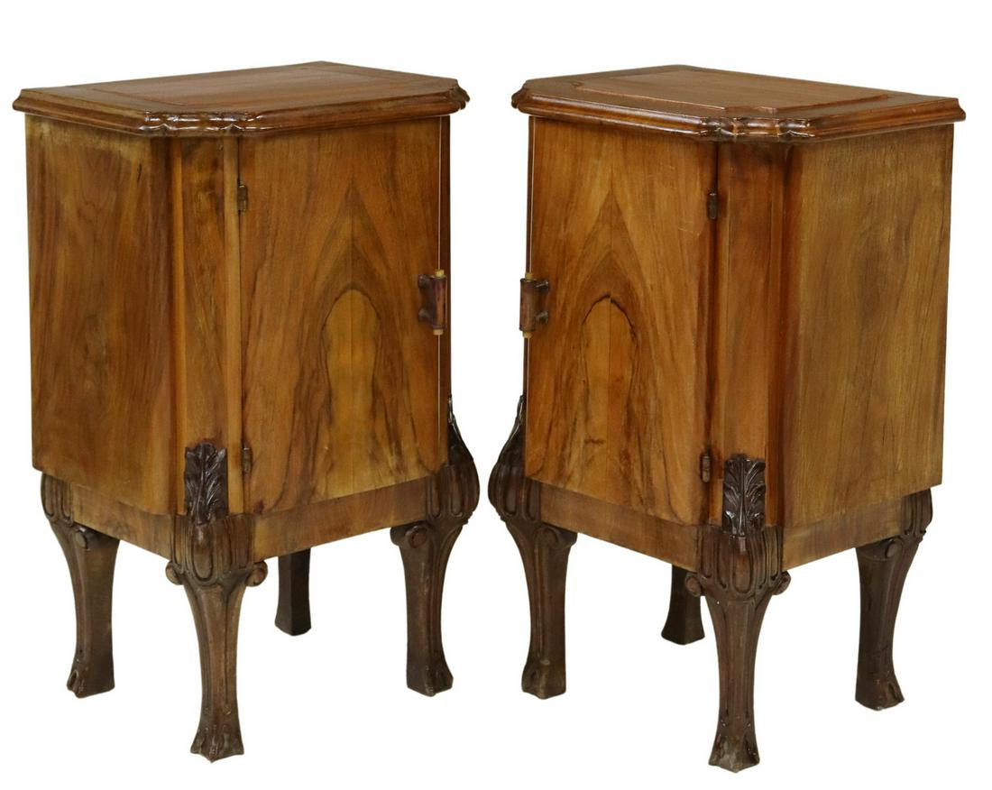 (2) ITALIAN ART DECO WALNUT BEDSIDE CABINETS (1 of 5)