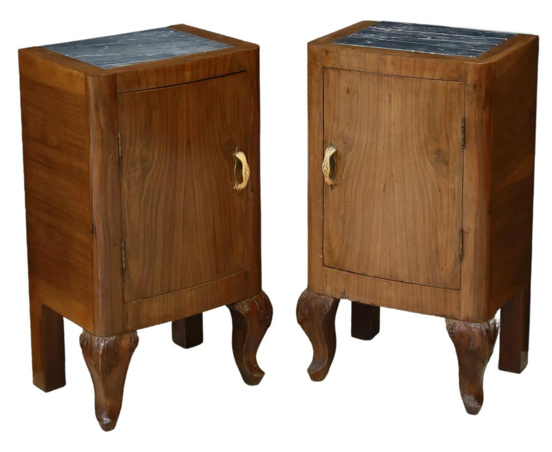 (2) ITALIAN ART DECO WALNUT BEDSIDE CABINETS (1 of 5)